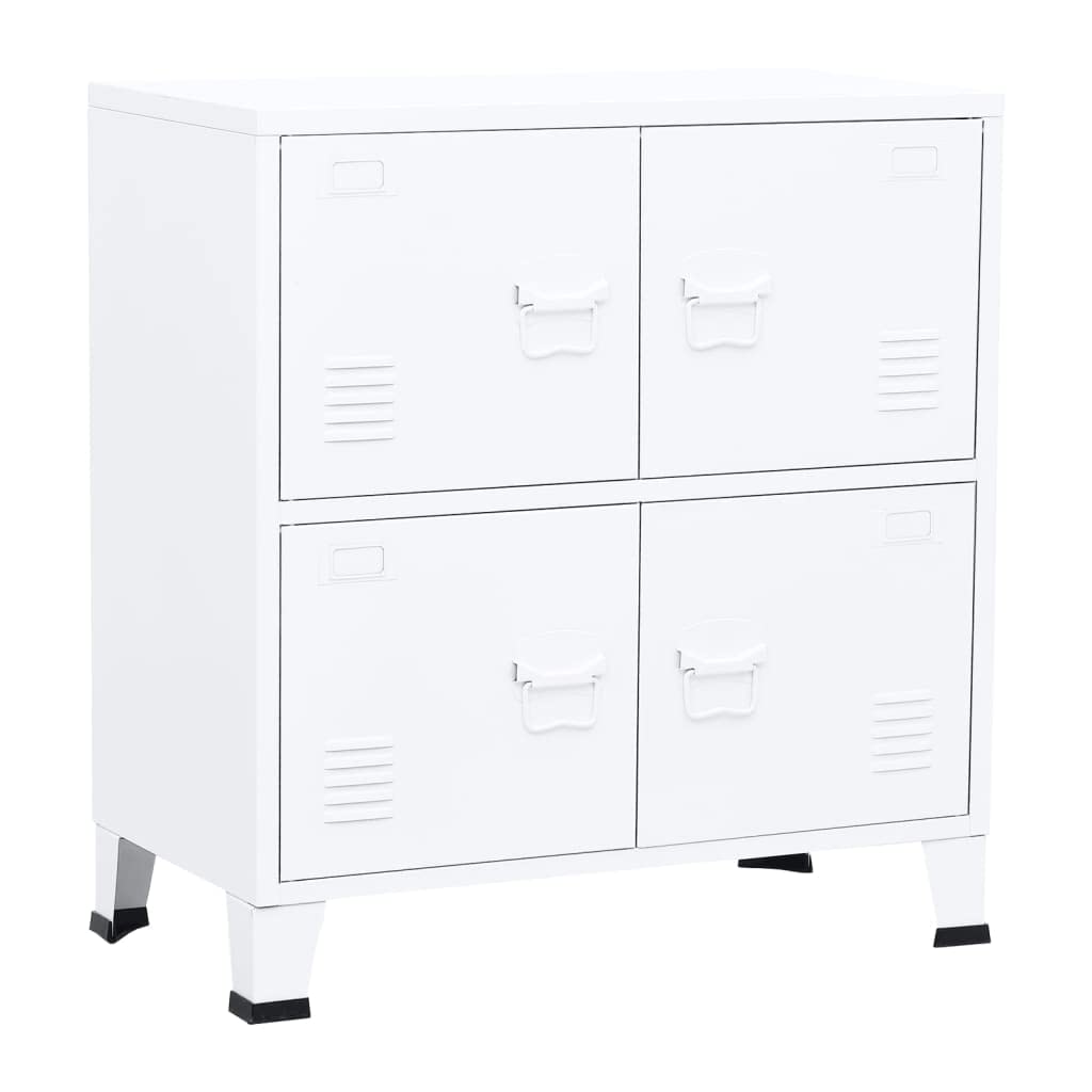 vidaXL Industrial Storage Cabinet - White Steel Chest with Door Name Tags and Air Vents, Iconic Design, One Shelf, Sturdy & Easy Clean, 29.5&quot;x15.7&quot;x31.5&quot;
