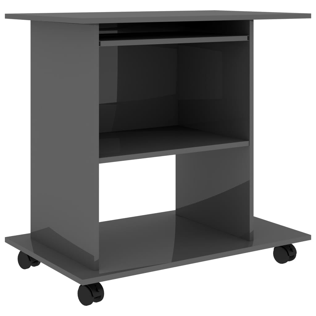 vidaXL Compact Computer Desk - Engineered Wood, Space-Saving High Glos ...