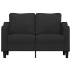 vidaXL Modern 2-Seater Sofa - Black Fabric and Metal Frame with Thick Padding for Living Room, Lounge, Patio Seating