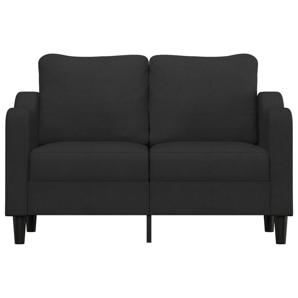 vidaXL Modern 2-Seater Sofa - Black Fabric and Metal Frame with Thick Padding for Living Room, Lounge, Patio Seating
