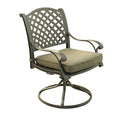 iPatio Manhattan Cast Aluminum Dining Swivel Rocker with Cushion, Olive Green, Set of 2