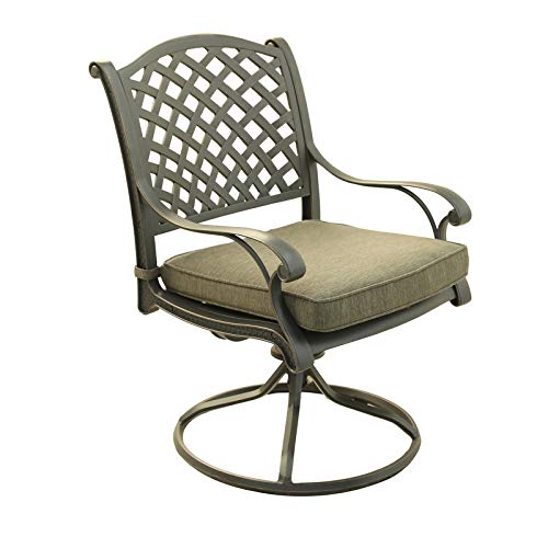 iPatio Manhattan Cast Aluminum Dining Swivel Rocker with Cushion, Olive Green, Set of 2