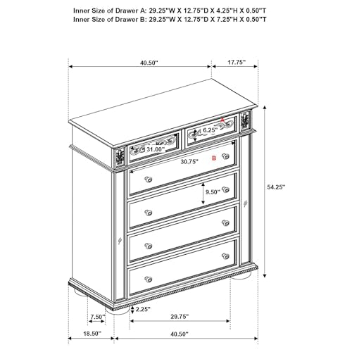 Coaster Furniture Heidi 5-Drawer Metallic Platinum Chest 222735