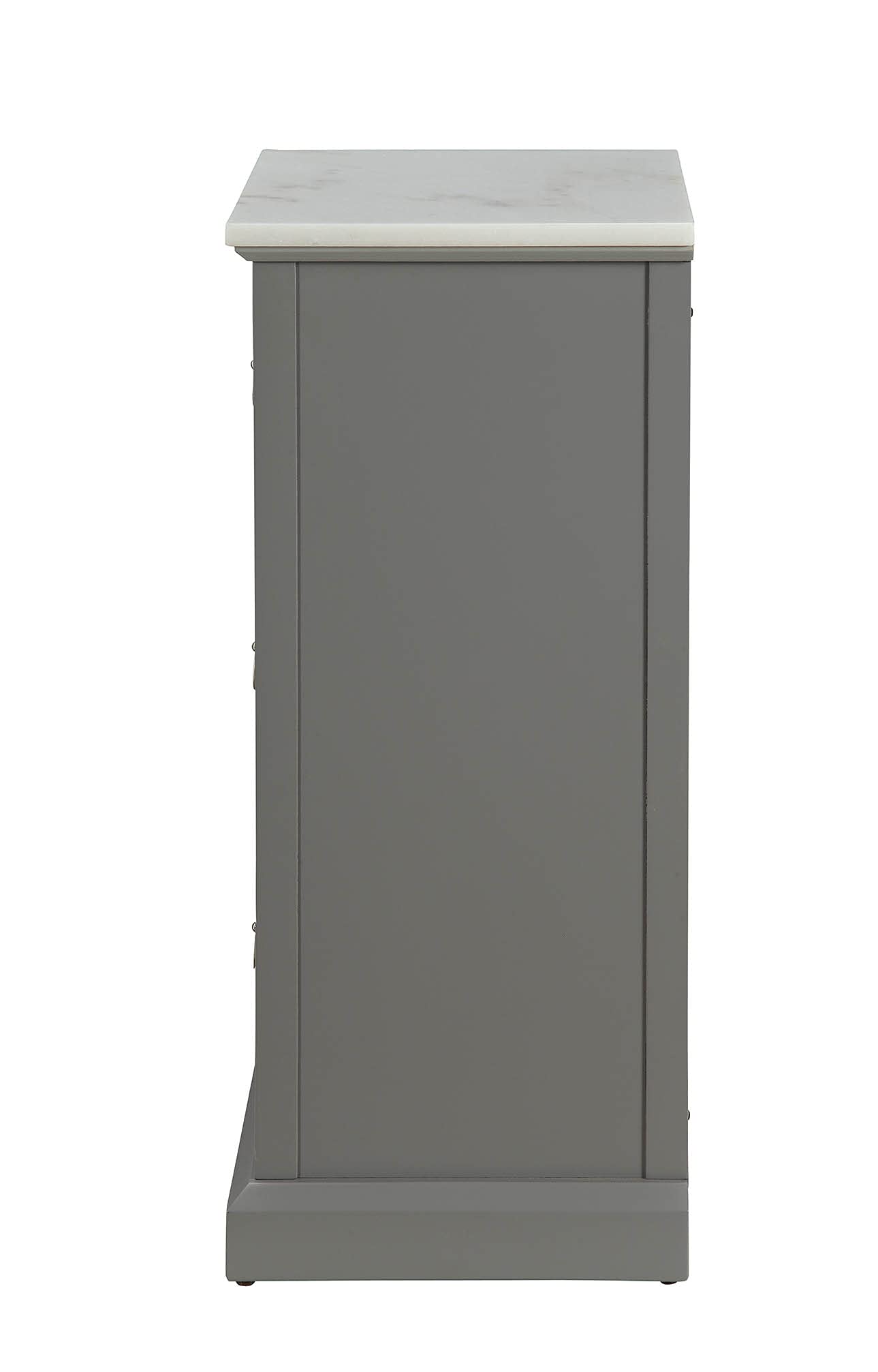 HomeRoots MDF, Marble(Degree:B) 16&quot; X 13&quot; X 30&quot; Grey MDF Cabinet