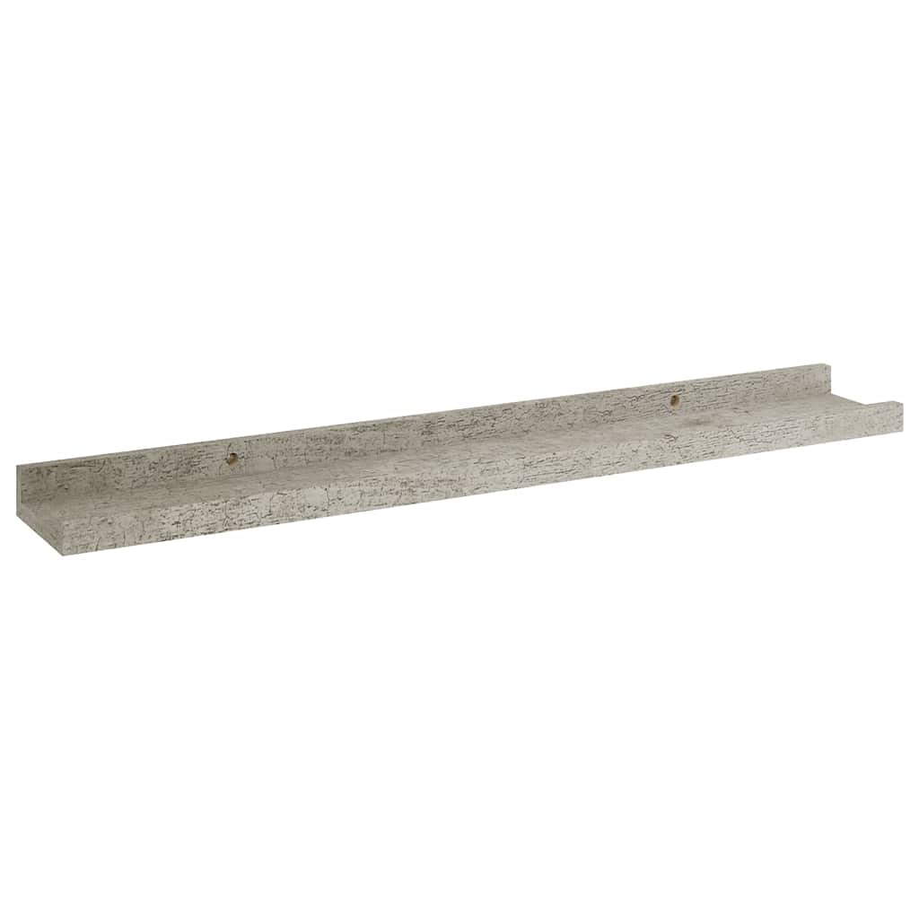 vidaXL Modern MDF Wall-Mounted Storage Shelves - Space-efficient, 4-pack, Concrete Gray - Ideal for Home and Office Decor