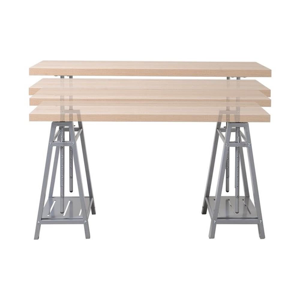 American Furniture Classics Os Home And Office Adjustable Height Writing Desk With Sturdy Metal Base, Cross Hatch Birch