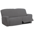Easy-Going Oversized 6 Pieces Microfiber Stretch Sectional Recliner Loveseat Sofa Slipcover Soft Fitted Fleece 2 Seats Couch Cover Washable Furniture Protector With Elasticity For Kids Pet Light Gray