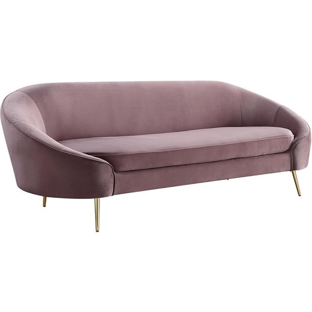 Acme Abey Velvet Upholstery Sofa with Tight Back and Seat Cushion in Pink