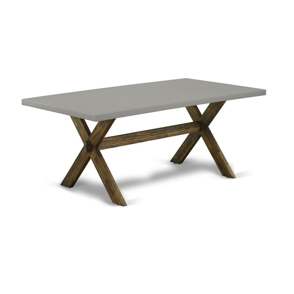 East West Furniture X797Ab747-7 7 Piece Dining Table Set Consist Of A Rectangle Dining Room Table With X-Legs And 6 Light Sable Linen Fabric Upholstered Chairs, 40X72 Inch, Multi-Color