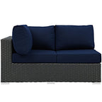 Modway EEI-1858-CHC-NAV Sojourn Wicker Rattan Outdoor Patio Sunbrella Fabric Left-Arm Loveseat in Canvas Navy