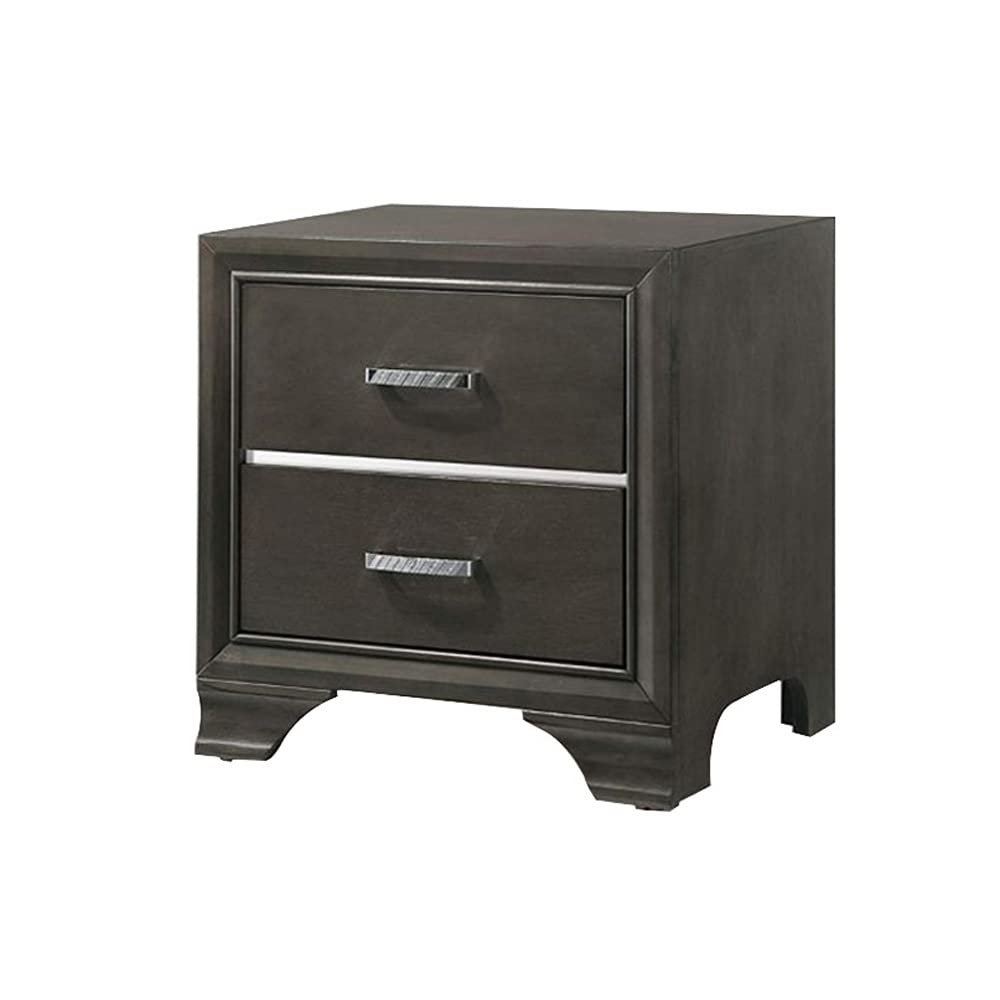 Acme Carine 2 Drawer Nightstand in Gray