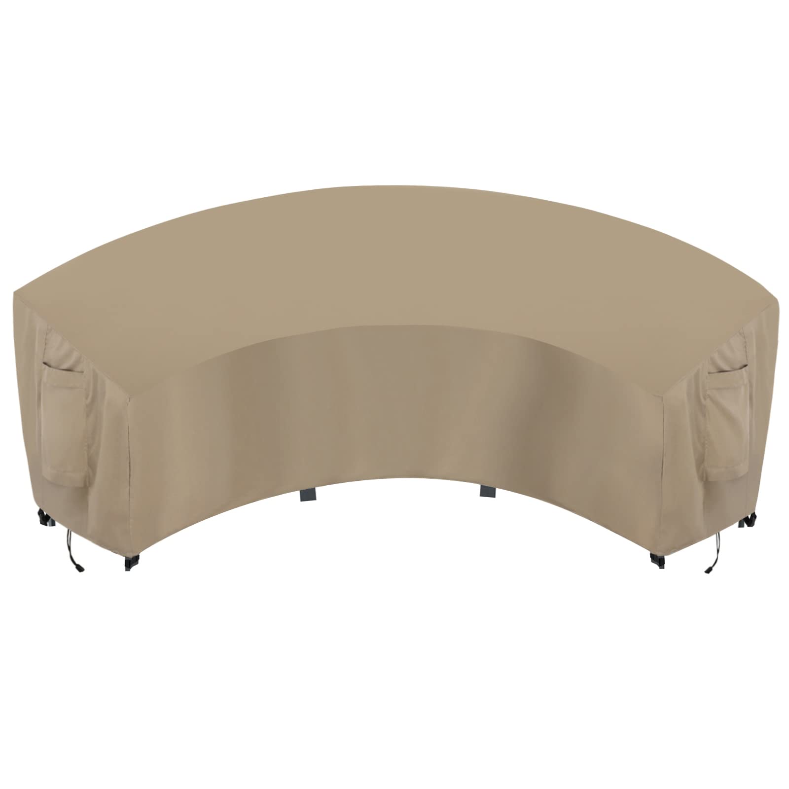 Outdoorlines Waterproof Curved Outdoor Sectional Cover - Uv Resistant Windproof Patio Sectional Sofa Covers For Deck, Lawn And Backyard, Heavy Duty Furniture Covers (190Lx36Dx39Hx128Fl, Camel)