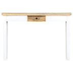vidaXL Solid Mango Wood Console/Side Table 43.3"x13.7"x29.5", White and Brown, Scandinavian and Farmhouse Style, Functional Drawer, Unique and Elegant Design
