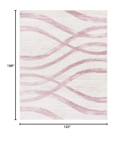 Safavieh Adirondack Collection Area Rug - 10' X 14', Cream & Purple, Modern Wave Distressed Design, Non-Shedding & Easy Care, Id