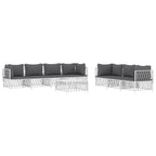 vidaXL 8 Piece White & Gray Patio Lounge Set with Cushions - Modular Outdoor Sofa Set - Durable Steel - Textilene - Woven Fabric - Comfortable Backrest