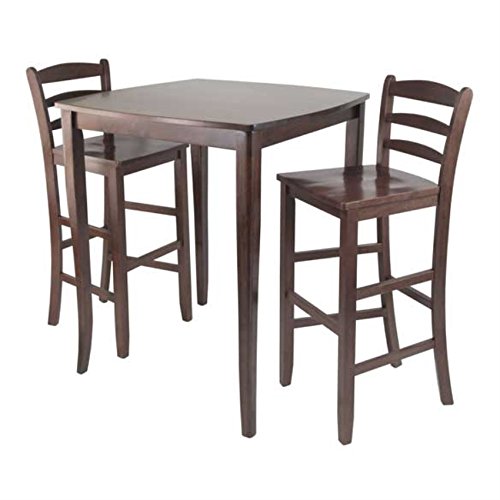 Ergode Exquisite Dining Set | Double Drop Leaf Table | Ladder Back Chairs | Solid Wood | Walnut Finish | (94379-VV)
