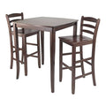 Ergode Exquisite Dining Set | Double Drop Leaf Table | Ladder Back Chairs | Solid Wood | Walnut Finish | (94379-VV)