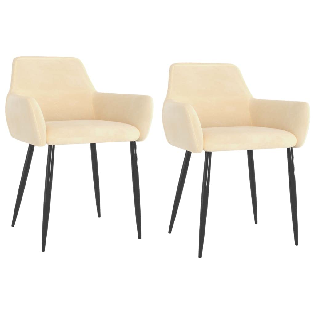 vidaXL Modern Dining Chairs in Cream Velvet with Sturdy Metal Legs - Comfortable Backrest for Relaxing Seating Experience - Set of 2