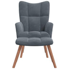 vidaXL Relaxing Chair with Stool - Modern Armchair with Velvet Upholstery and Stylish Backrest Design in Dark Gray