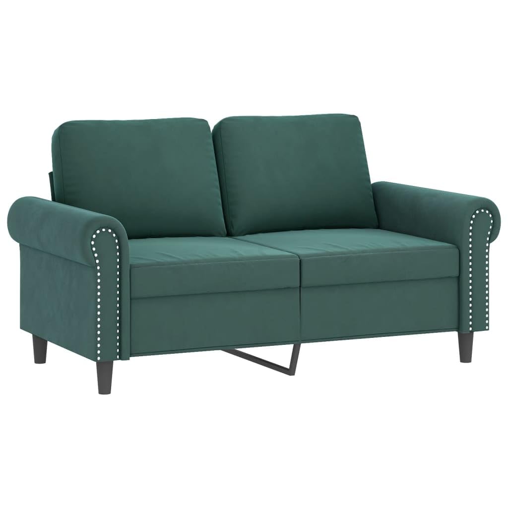 vidaXL 3 Piece Velvet Sofa Set with Cushions - Comfortable Seating for Home and Office - Dark Green