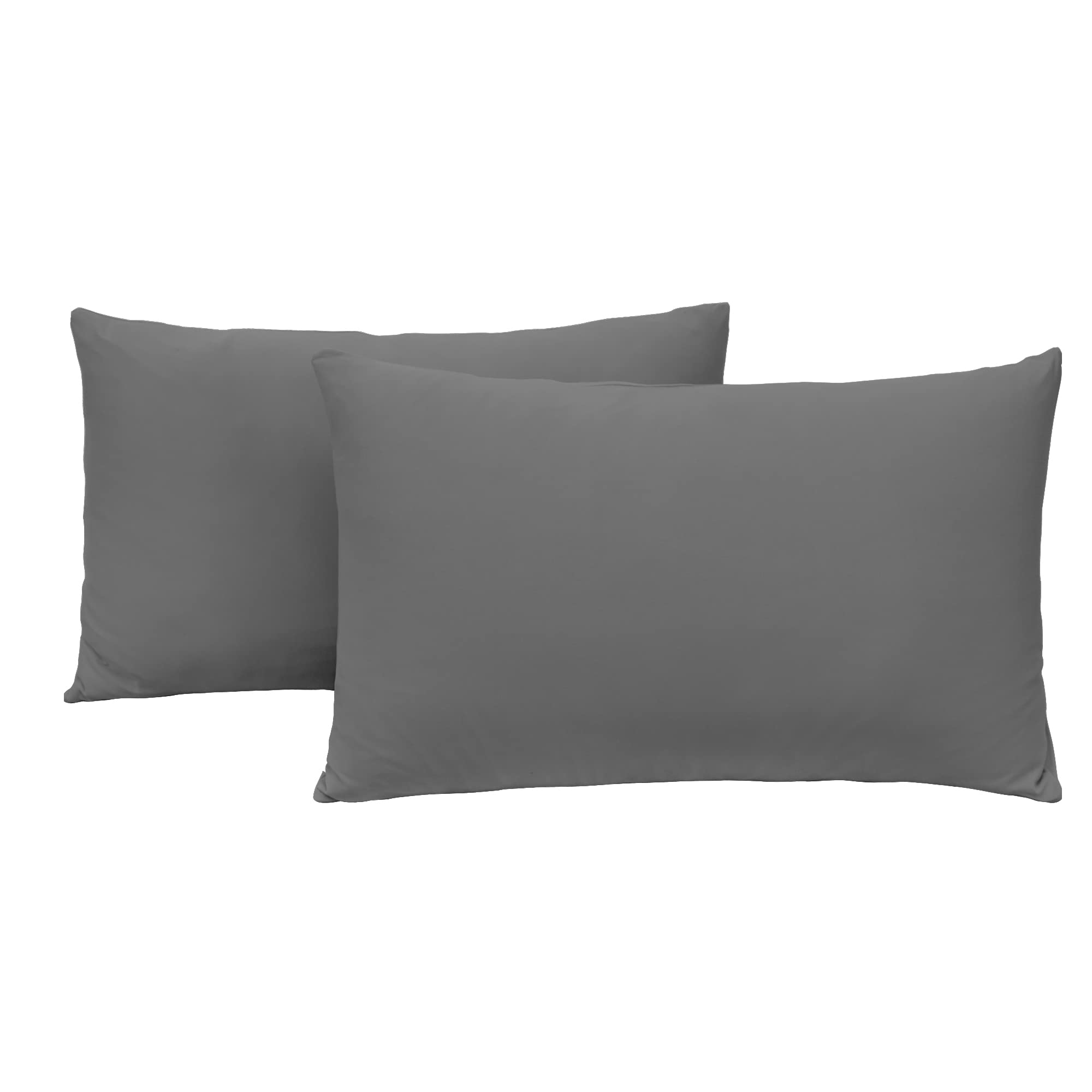 2-Pack Stretch Pillow Cases Standard Size - Jersey Knit & Ultra Soft Envelope Closure, T-Shirt Like Poly Blend - Suitable For Qu