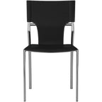 Creative Images Dining Leather with Protective Coating Chair, Chrome Legs, Set of 4 Solid Back Dining Chairs Brown N/A Leather