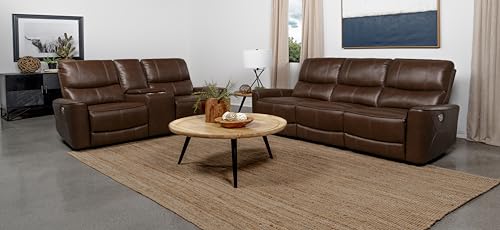 Coaster Greenfield 2-Piece Upholstered Power Reclining Sofa Set Saddle Brown