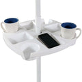 Heepdd 17In Beach Umbrella Table, Outdoor Umbrella Table Tray With 4 Cup Holders 4 Snack Compartments For Swimming Pool Beach Patio Garden(White)