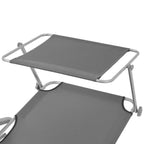 vidaXL Adjustable Sun Lounger with Canopy - Weatherproof Steel Construction - Portable and Foldable Design - Gray Outdoor Lounge Bed.