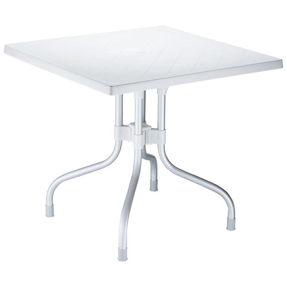 Compamia Forza 31 Square Folding Patio Dining Table in Silver Gray, Commercial Grade
