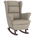 vidaXL Rocking Chair Legs Rocking Reclining Seat Armchair Living Room Furniture Rubber Wood Velvet Light Grey