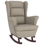 vidaXL Rocking Chair Legs Rocking Reclining Seat Armchair Living Room Furniture Rubber Wood Velvet Light Grey