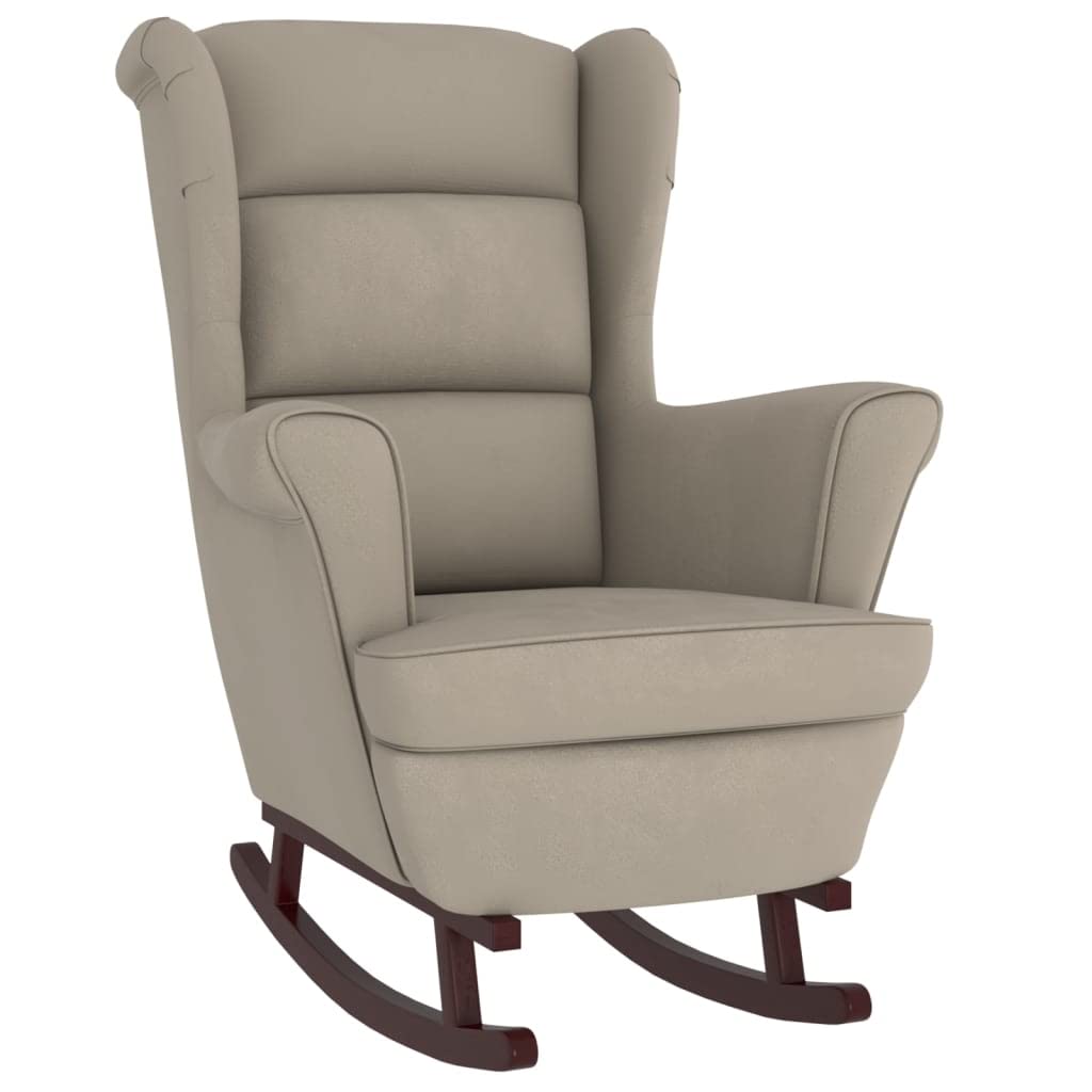 vidaXL Rocking Chair Legs Rocking Reclining Seat Armchair Living Room Furniture Rubber Wood Velvet Light Grey