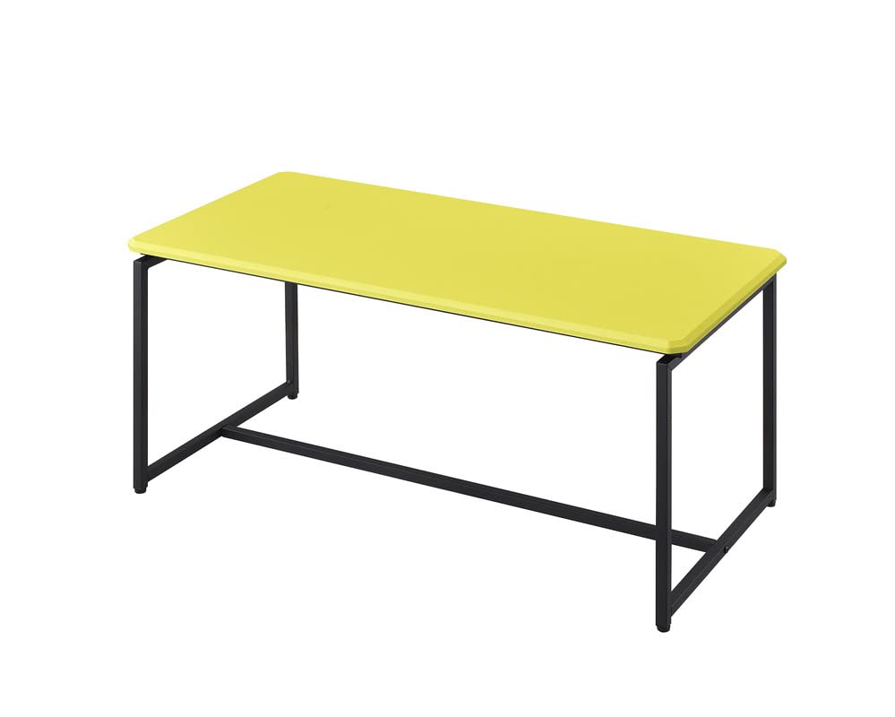 Lilola Home GT 3 Piece Yellow Carbon Fiber Wrap Coffee Table and End Table Set