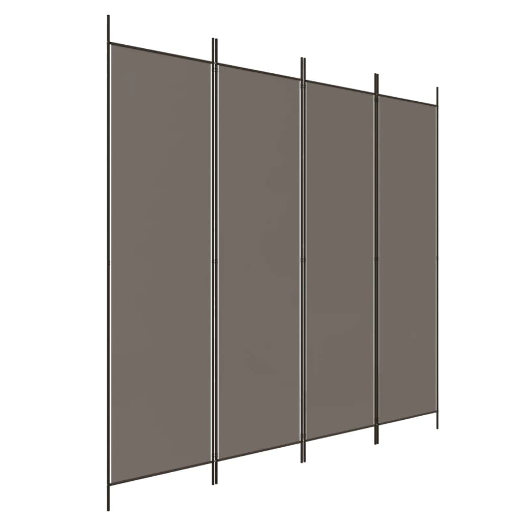 vidaXL Anthracite Fabric 4-Panel Room Divider - Modern Style Room Partition, Versatile Usage, Foldable Design for Easy Storage