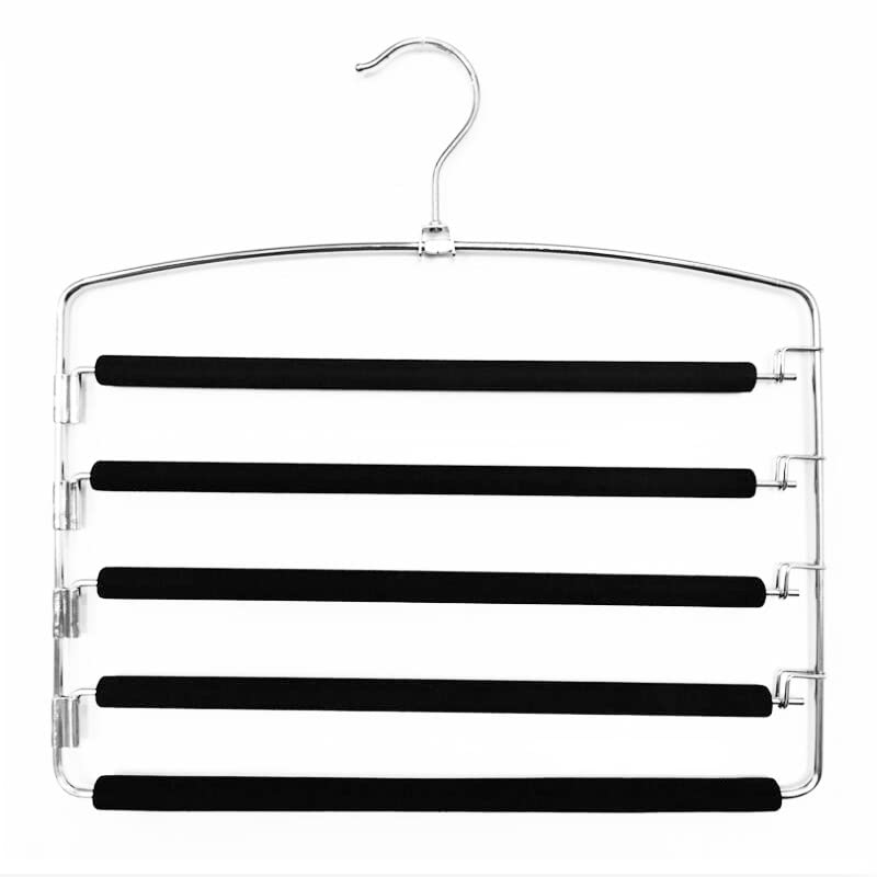 Wejoycore 5Tier Pants Hanger 2 Pack, Closet Organizer Space Saving Hanging Storage for Jeans, Trousers, Skirts, Dresses, Scarve