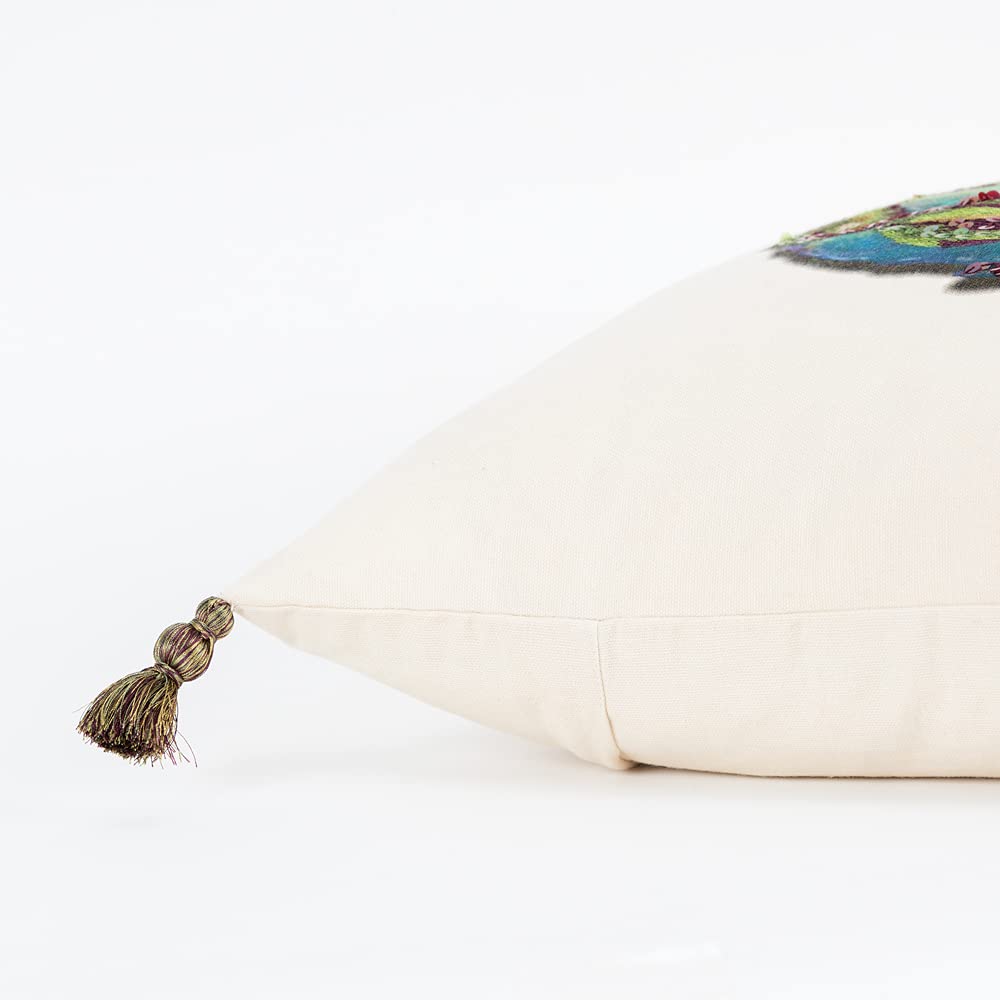 Rizzy Home 20&quot; x 20&quot; Down Filled Pillow with Multi-Color Cotton Duck Cover