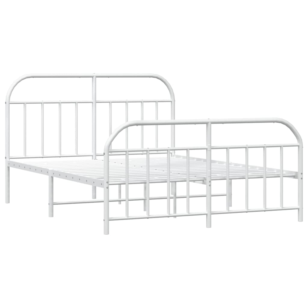 vidaXL 12 Inch White California King Bed Frame with Headboard & Footboard, Sturdy Metal Platform Bed Frame & Slats, Extra Under Bed Storage, No Box Spring Needed, Without Mattress