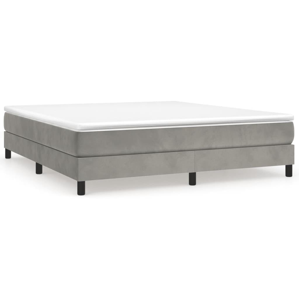 vidaXL King Sized Box Spring Bed Frame – Light Gray Velvet, Plywood, and Engineered Wood – Modern, Luxurious Double Bed