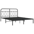 vidaXL Metal Bed Frame with Headboard - Black Double Bed | Vinyl slats & Legs | Extra Storage 81.5"x61.4"x39.4"