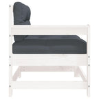 vidaXL White Solid Pine Wood Patio Chair with Anthracite Cushions, Sturdy and Stable, Rustic Look, Thickly Padded for Comfort, Modular Design for Personal Customization, Ideal for Garden/Terrace