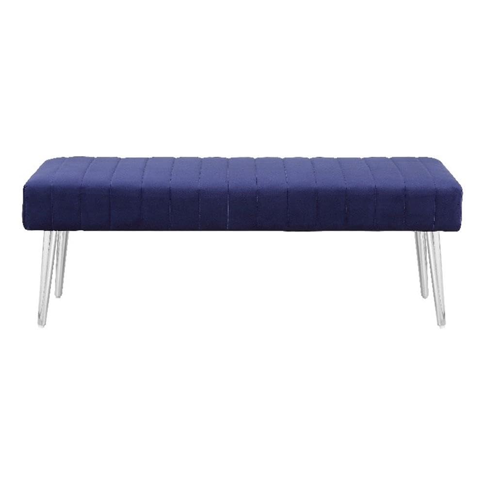 Pangea Home Hilda 17" Modern Velvet Upholstered Bench In Navy
