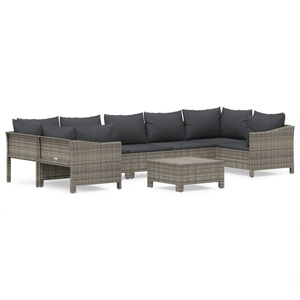 vidaXL Patio Furniture Set 8 Piece, Outdoor Armchair Sofa Ottoman with Cushions, Sectional Conversation Set for Garden Balcony, 