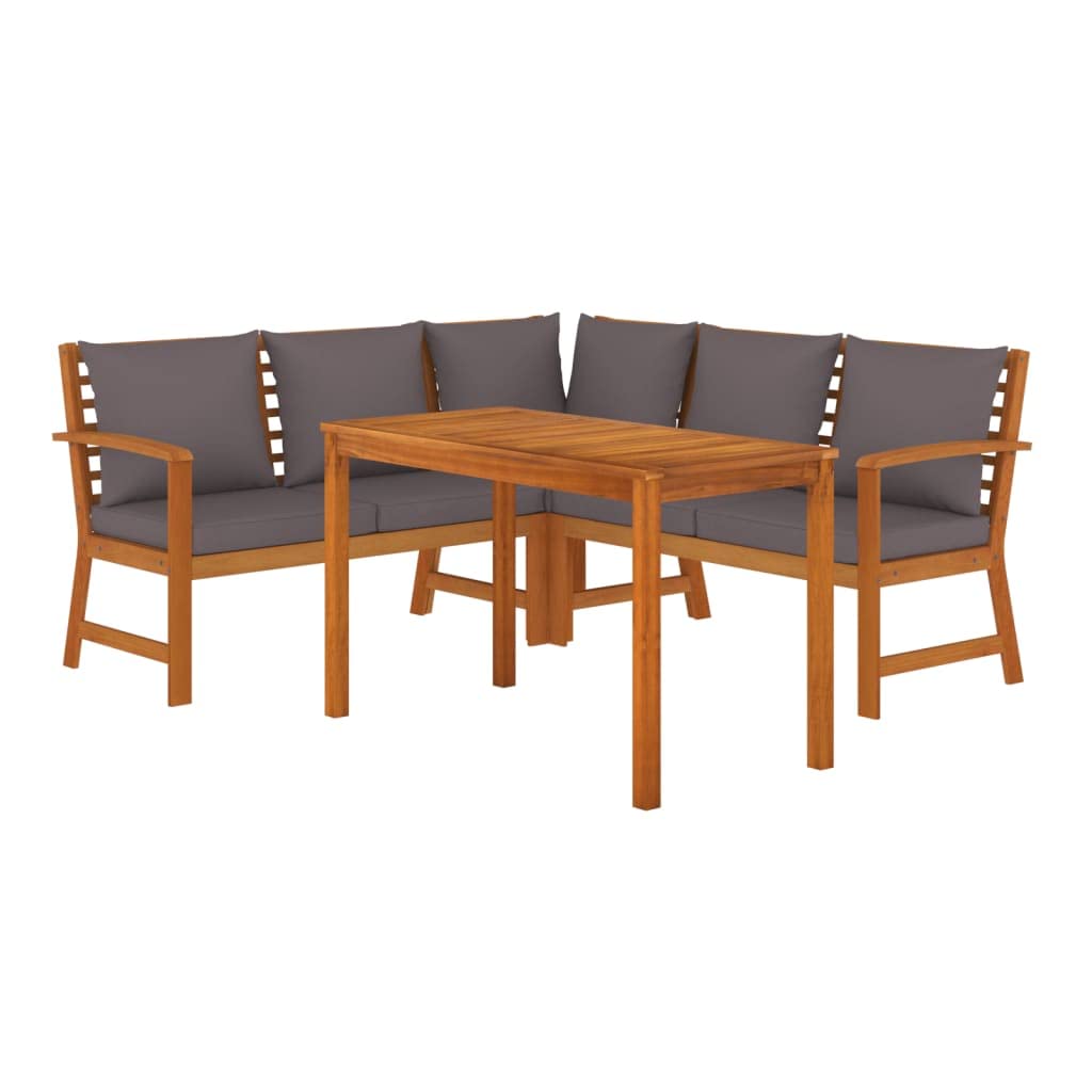 vidaXL 4 Piece Patio Dining Set with Cushions Solid Wood Acacia