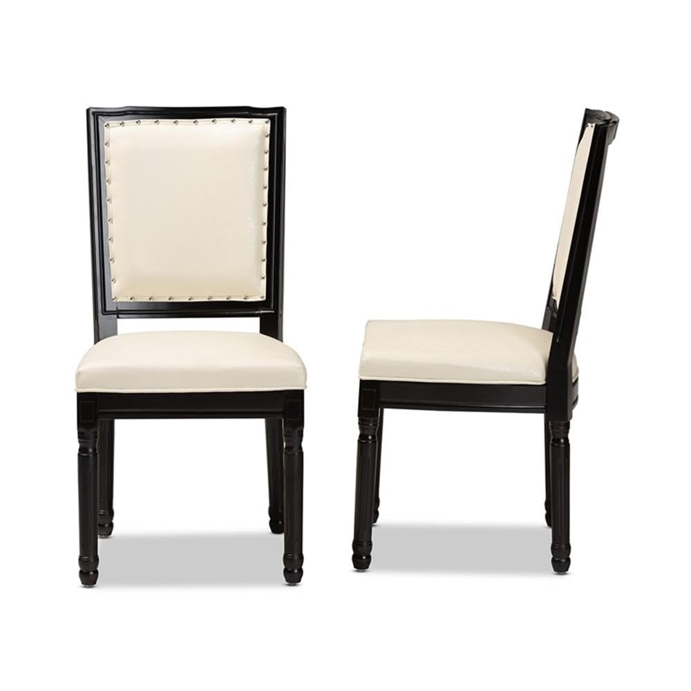 Baxton Studio Louane Beige and Black Finished Wood 2-Piece Dining Chair Set