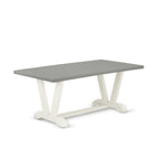 East West Furniture V-Style 40X72 In Dining Table With Wirebrushed Linen White Leg And Cement Top Finish