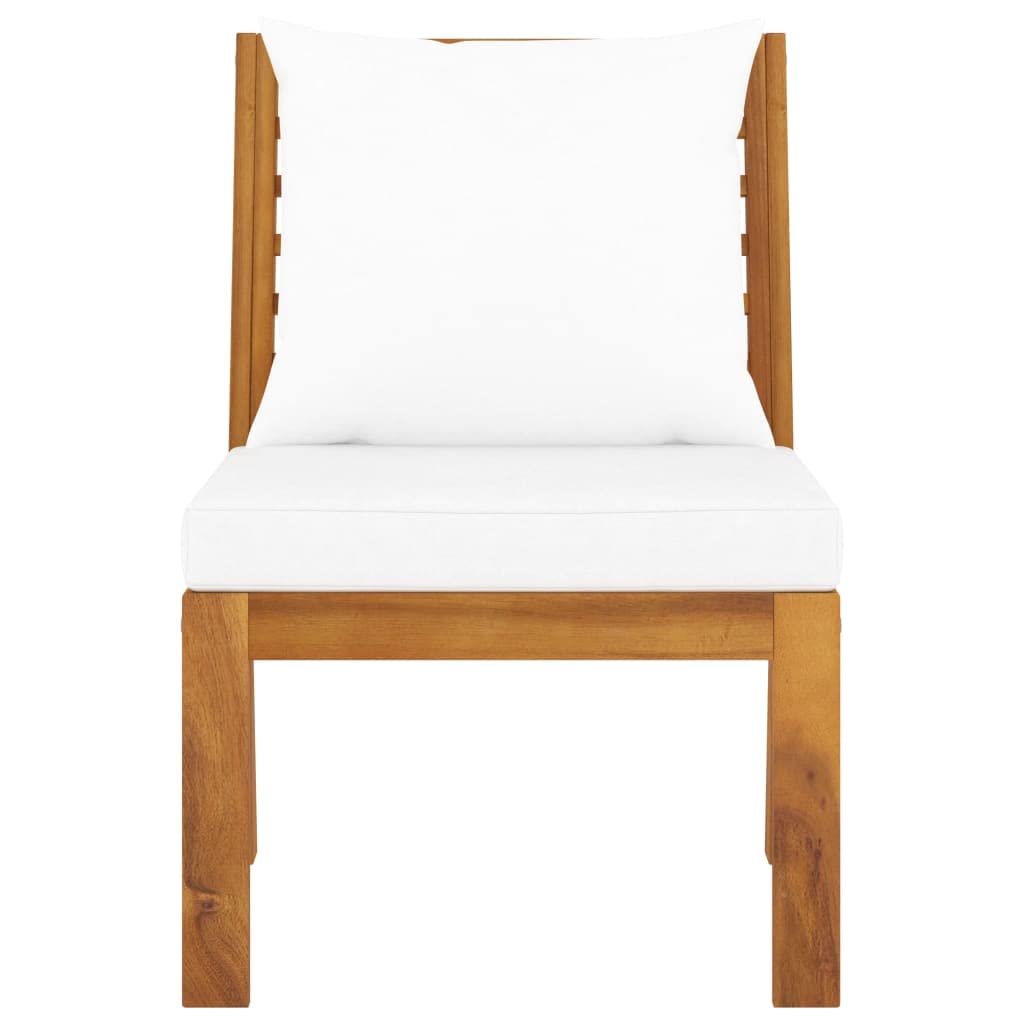 vidaXL Sectional Middle Sofa Made of Solid Acacia Wood with Cream Cushion - Durable and Weather-Resistant - Adjustable for Inside/Outside Setup