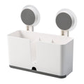 Wall Mounted Bathroom Storage Rack with Drain Holes and Detachable Tray | Suction Cup Mounted Holder for Toiletries, Soap, Tools