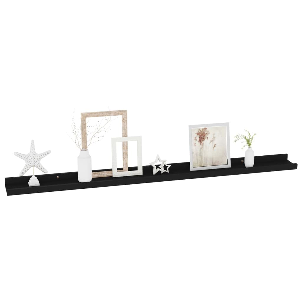 vidaXL Black Wall Shelves 2 pcs - Versatile 39.4"x3.5"x1.2" MDF Storage Solutions for Modern Home Decor