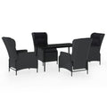vidaXL 7 Piece Outdoor Dining Set with Adjustable Reclining Chairs - Dark Gray PE Rattan Patio Furniture Set with Cushioned Seats and Glass Top Table